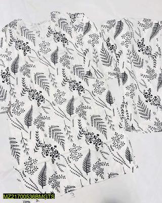 Women Stitched Linen Plain 2-Piece Suit – White color