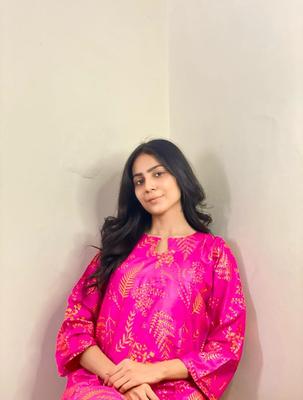 Women Stitched Linen Plain 2-Piece Suit – Pink