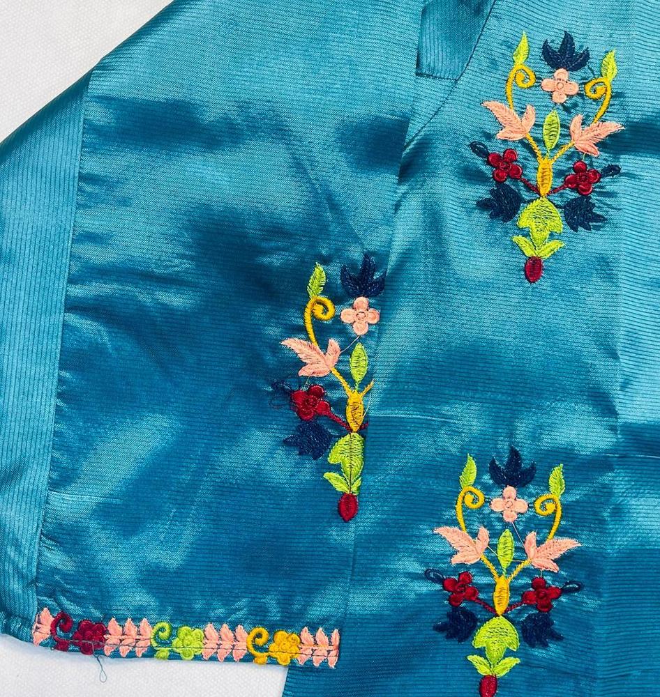 Women Stitched Silk Embroidered 2-Piece Suit – Blue color