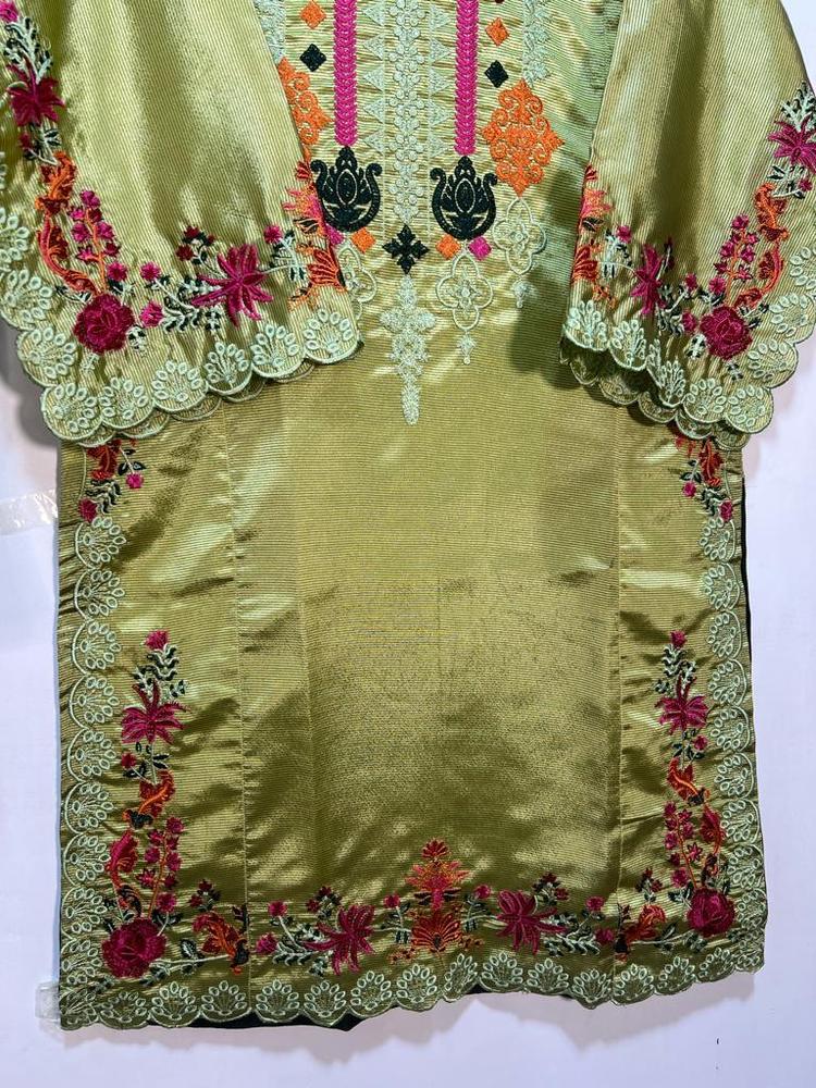 Women Stitched Khaadi Silk Embroidered 2-Piece Suit – Green color