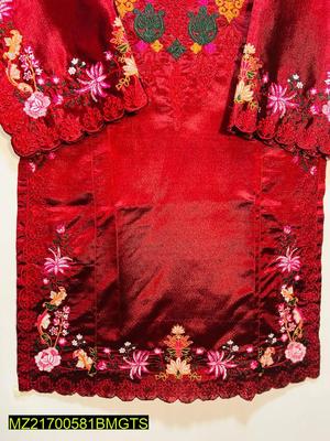Women Stitched Khaadi Silk Embroidered 2-Piece Suit – Red color