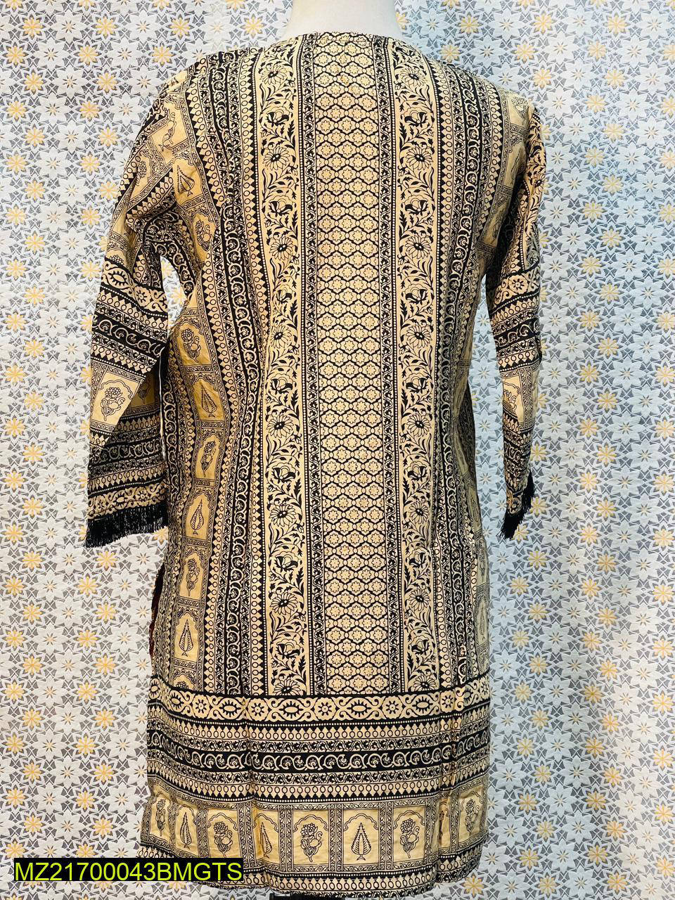 Women Stitched  Linen Embroidered Shirt - Gold color