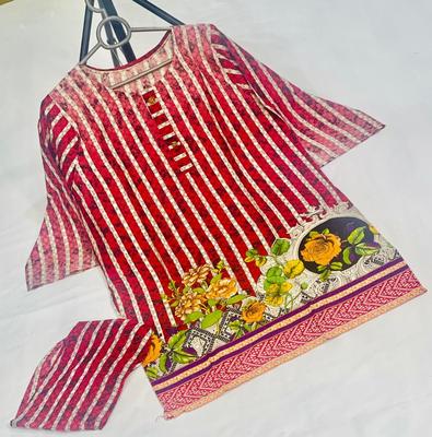 Women Stitched Lawn Printed 2-Piece Suit – Red color