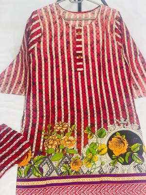 Women Stitched Lawn Printed 2-Piece Suit – Red color