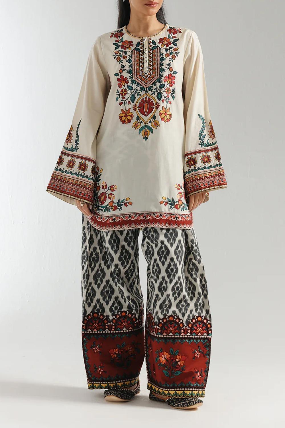 Women’s Printed Grip & Cotton Stitched 2-Piece Set – Multicolor Shirt & Trouser Collection