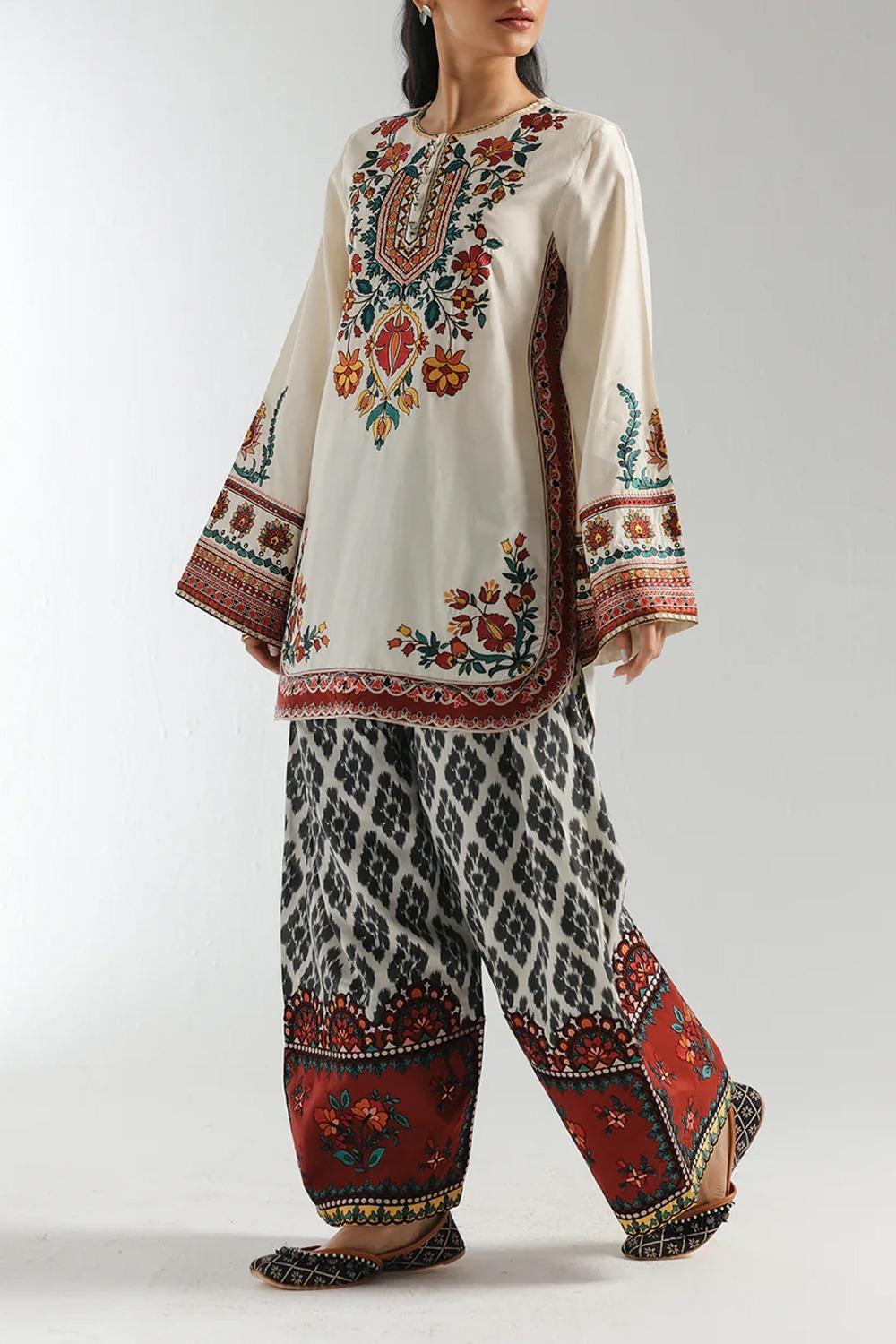 Women’s Printed Grip & Cotton Stitched 2-Piece Set – Multicolor Shirt & Trouser Collection
